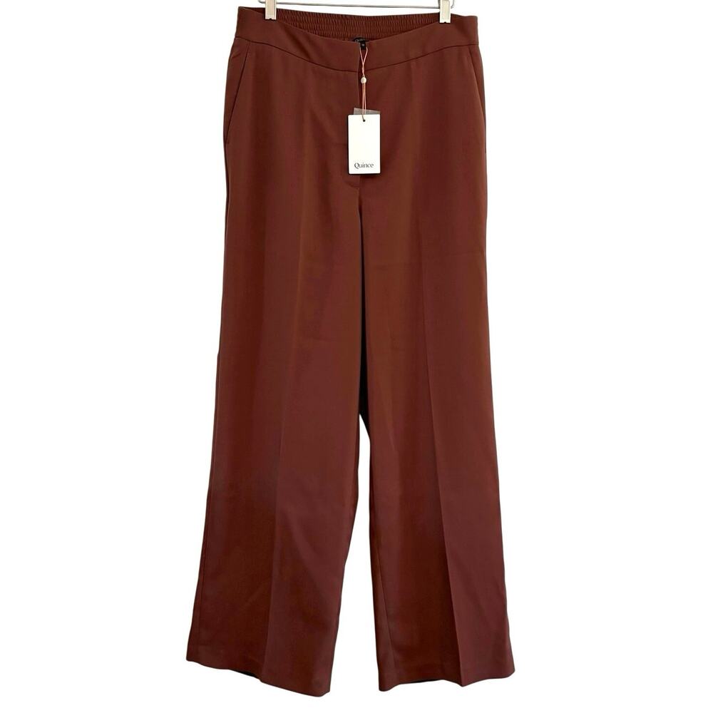 Quince Stretch Crepe Classic Trouser Pants Redwood Brown Womens Size 12 Career